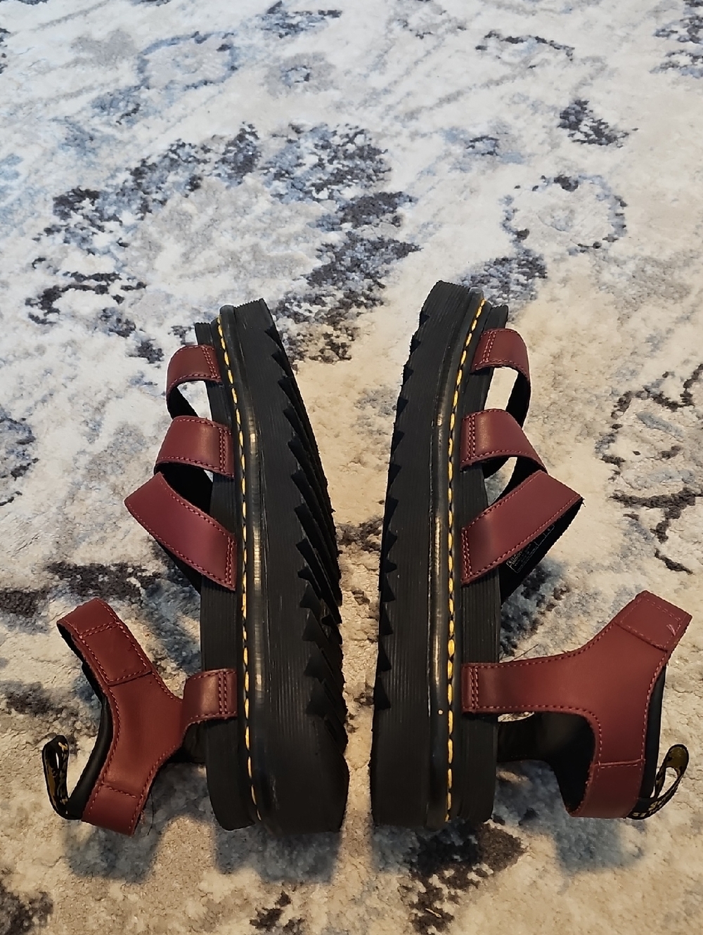 Dr Martens Blaire BurgundyLeather Strappy Platform Sandals - Picture 6 of 9